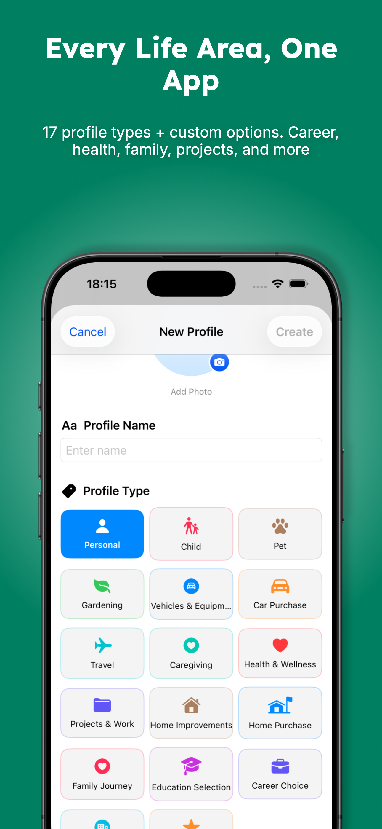 Profile Types - 17+ categories
