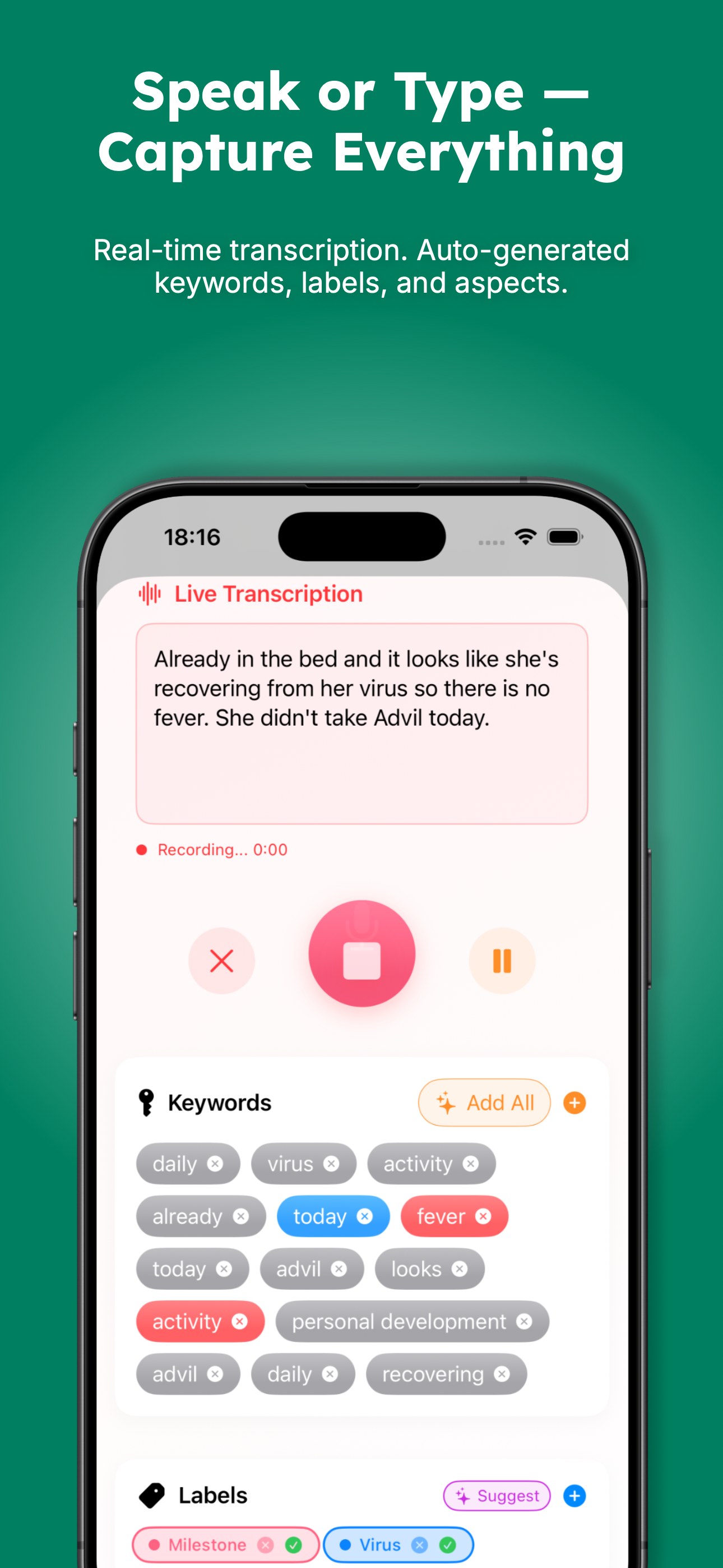 Voice Recording with Live Transcription