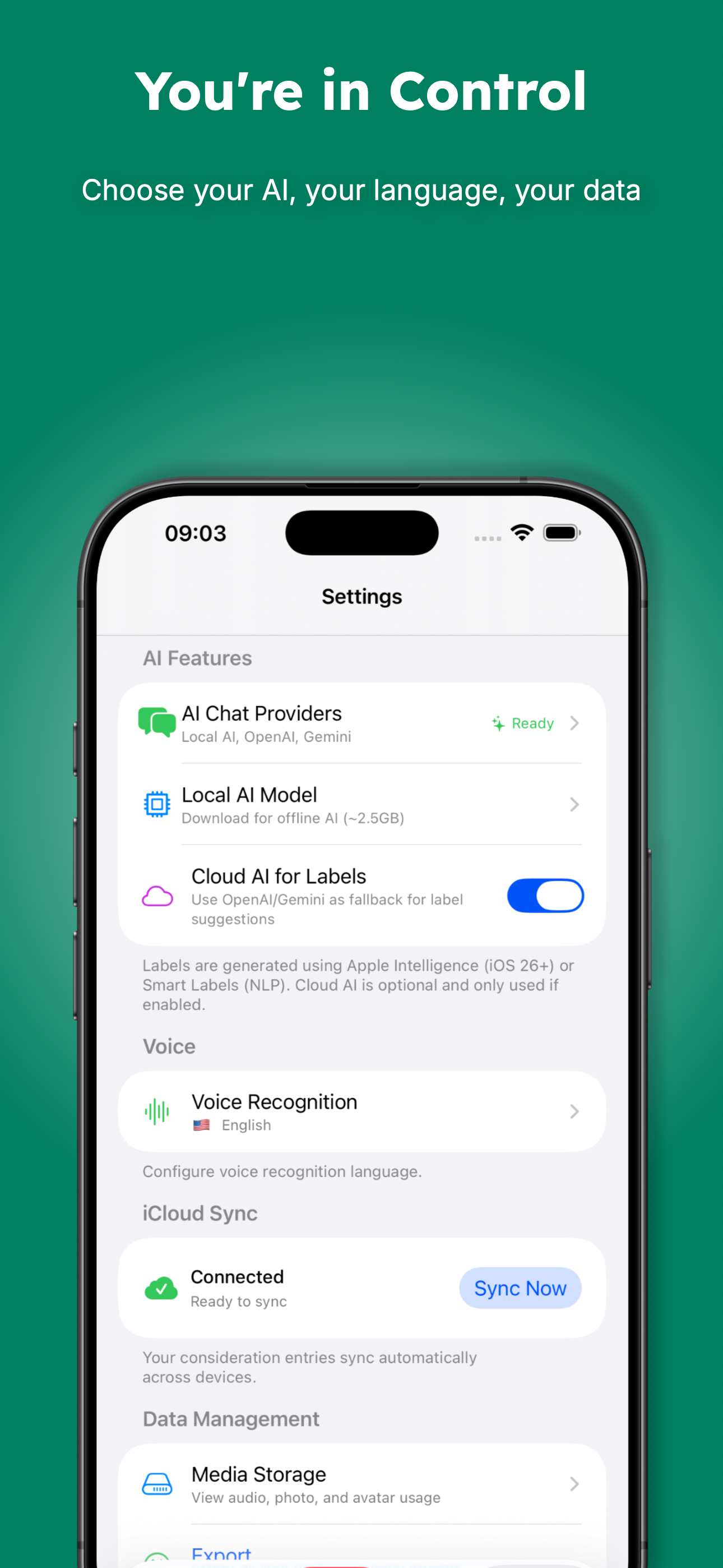 Settings and Control